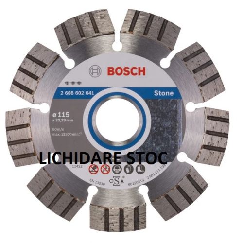 Disc diamantat BEST pentru piatra,pavele,beton armat 115mm Bosch,LICHIDARE STOC